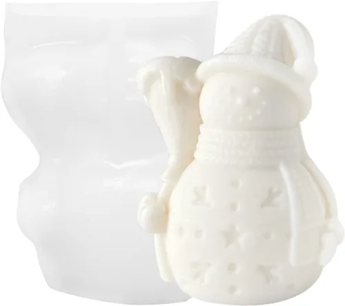 Molde de silicona para velas de muñeco de nieve para hacer velas, decoración de Navidad, moldeo de jabón, manualidades navideñas, fundición de resina