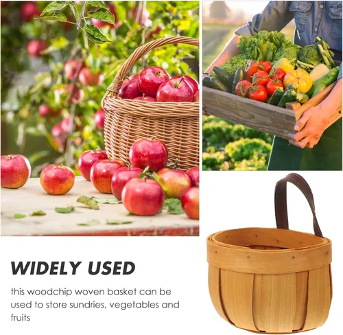 Miniatura 2 de Homoyoyo Cesta de frutas colgante cesta de mimbre tejida a mano cesta de almacenamiento de madera portátil colgante de pared cesta de flores