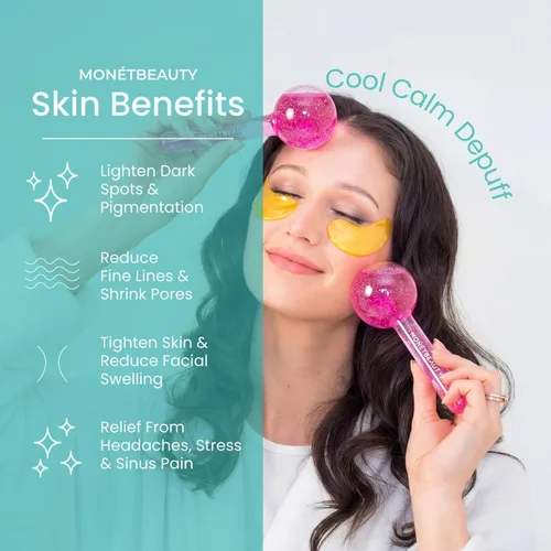 Miniatura 2 de MonétBeauty Globos de Hielo para el Rostro, Seguros para Congelador y Globos Faciales Altamente Efectivos para Rutinas de Belleza Diarias, Rodillo