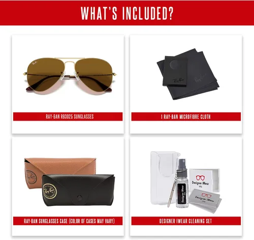 Miniatura 76 de Ray-Ban RB3025 - Lentes de sol de aviador de metal para hombre y mujer + paquete con kit de cuidado de gafas iWear de diseñador