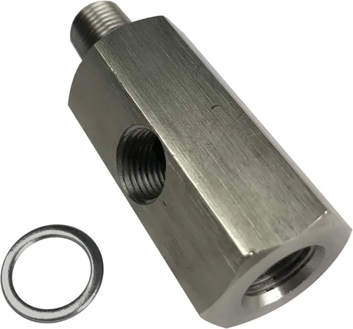 Miniatura 4 de Adaptador en T con sensor de presión de aceite - 1/4 NPT hembra a macho con puerto lateral NPT de 1/8 - Calibre de línea de alimentación turbo