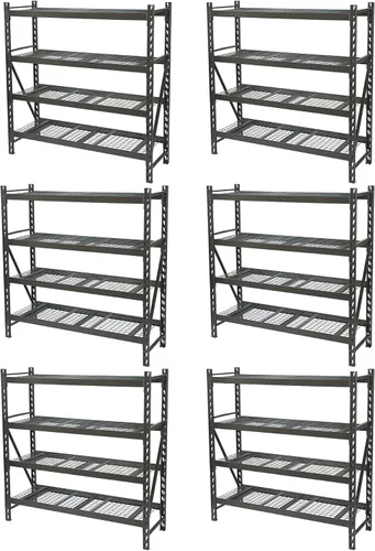 Miniatura 11 de Estantería de acero industrial de 4 niveles Ironton, capacidad de carga de 8,000 libras, estante de almacenamiento para garaje, 77" de ancho x 24