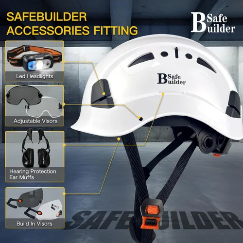 Miniatura 6 de SAFEBUILDER Casco de seguridad industrial con visera Casco duro ABS con visera Ventilación ajustable Casco de construcción Protección para la cabeza