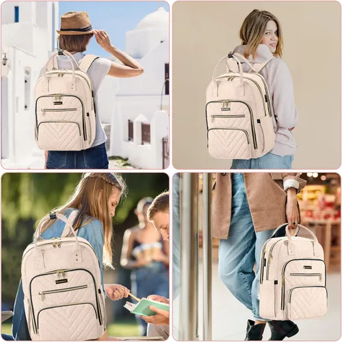 Miniatura 6 de Mochila para mujer, mochila para laptop de 15.6 pulgadas, mochila universitaria acolchada, lindas mochilas de trabajo, resistente al agua