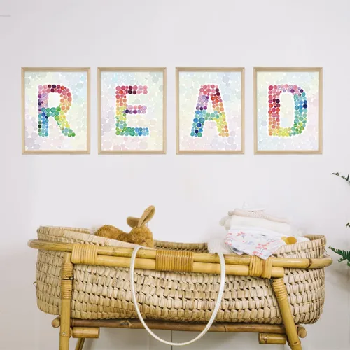Miniatura 3 de PLKMN Decoración para el aula, letrero de lectura en colores pastel arcoíris para niños, decoración de sala de lectura, rincón de lectura