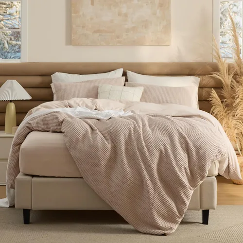 Miniatura 31 de Bedsure - Funda de edredón de algodón tamaño King - 100% algodón de tejido gofre color verde bosque, juego de ropa de cama GentleSoft™ transpirable