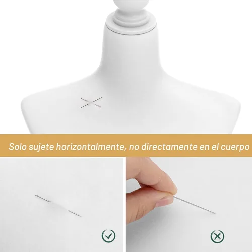 Miniatura 5 de Bonnlo Maniquí de costura, apto para clavar alfileres, para vestido de mujer, con base de trípode de madera., Blanco, 6