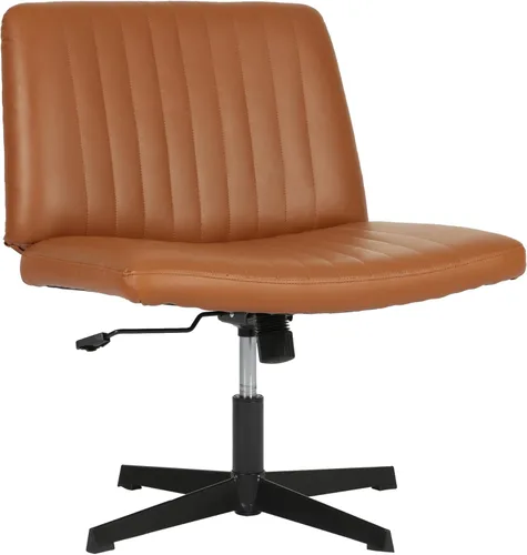Miniatura 17 de FDW Silla Criss Cross sin brazos, silla de escritorio de oficina con patas cruzadas, ajustable, giratoria, ergonómica, sin ruedas, respaldo
