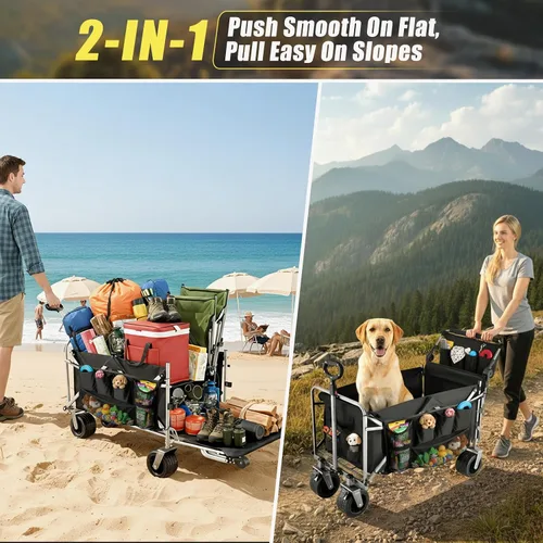 Miniatura 2 de Carro para perros grandes de hasta 400 libras, cochecito plegable para perros medianos a grandes con portón trasero, carritos para mascotas