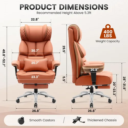 Miniatura 2 de Silla de escritorio de oficina BestGlory, silla de cuero para juegos grande y alta con reposapiés, sillas de computadora ejecutivas ergonómicas