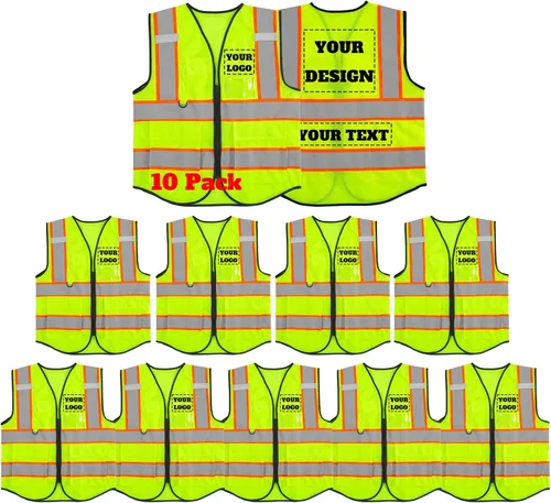 Miniatura 22 de Chaleco de seguridad reflectante de malla con logotipo personalizado con cremallera Chaleco de alta visibilidad para construcción al aire libre Ropa
