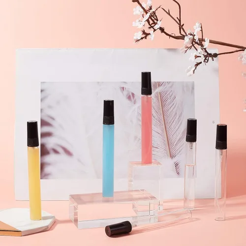Miniatura 7 de BENECREAT 25 piezas de 0.3 fl oz mini tubos de pulverización de niebla fina de vidrio transparente botellas de perfume vacías de viaje con tapas