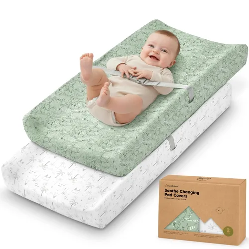 Miniatura 38 de Paquete de 2 fundas orgánicas para cambiador para niña, niño, neutro - 100% algodón, funda para almohadilla de mesa cambiadora, sábanas suaves