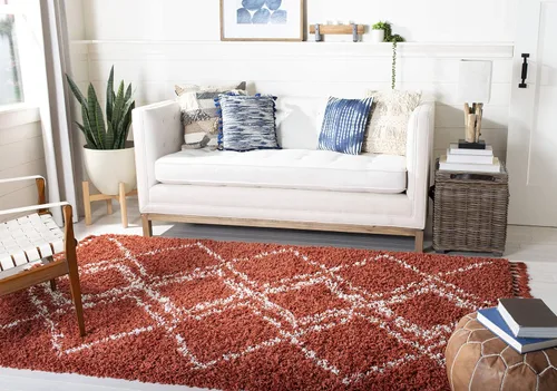 Miniatura 12 de SAFAVIEH Pro Luxe Shag Collection - Alfombra de pasillo, 2 pies 6 pulgadas x 6 pies, color crema y azul, diseño de borlas bohemias, no desprende