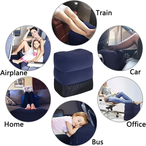 Miniatura 2 de Almohada inflable para reposapies de viaje, almohada de altura ajustable para autos, hogar, oficina, trenes, avión, haz una cama plana para bebés