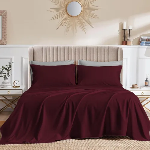 Miniatura 19 de CASA LINEN Alaskan King - Juego de sábanas de 4 piezas de 1000 hilos, juego de sábanas de lujo más suave de hasta 15 pulgadas de profundidad, 100%