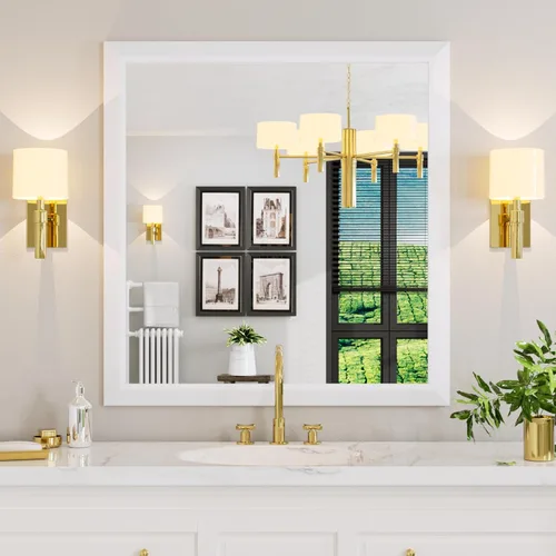 Miniatura 57 de Amorho Espejo de Baño Negro, Espejos de Pared de 24x30 Pulgadas con Marco de Metal Grueso para Sobre el Fregadero, Dormitorio, Sala de Estar