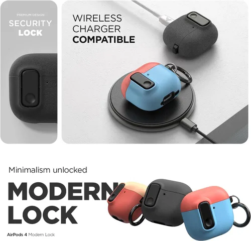 Miniatura 3 de VRS DESIGN Funda con Candado Moderno para Apple Airpods de 4ª Generación (2024), Protección Resistente con Cierre Seguro para Estuche de Airpods 4
