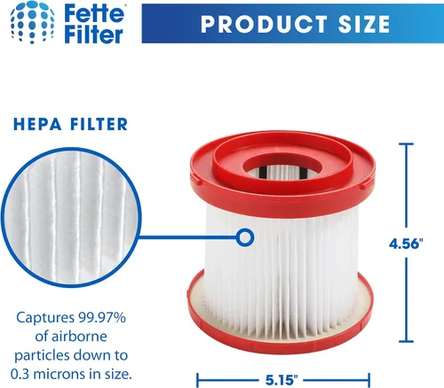 Miniatura 6 de Fette Filter - 4 filtros HEPA para aspiradora en seco y húmedo compatible con Milwaukee 49-90-1900 para aspiradora húmeda/seca de galón M18 de 2