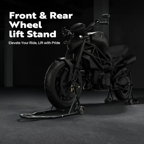 Miniatura 2 de SPECSTAR Soportes universales para motocicleta, capacidad de 882 libras, ruedas delanteras y traseras, combo de elevación con carrete de basculante