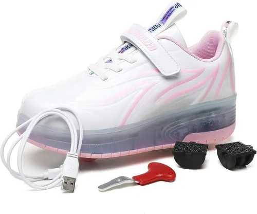 Miniatura 2 de HHSTS Zapatos para niños Nuevos zapatos mejorados con ruedas de color de luz LED, patines brillantes, zapatos de patinaje, regalos simples