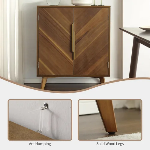 Miniatura 5 de Fat Ant Armario buffet con almacenamiento, aparador moderno de mediados de siglo de 30 pulgadas con 2 puertas, credenza decorativa con estantes