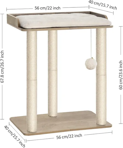 Miniatura 7 de FourFurPets - Árbol para gatos grande de 26.7 pulgadas, torre y condominio, postes para rascar para gatos de interior, plato grande, tres postes