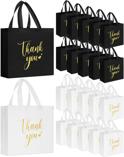 Miniatura 30 de Sweetude 30 Bolsas de Regalo de Agradecimiento con Asas a Granel Bolsa de Dulces Reutilizable No Tejida Plegable Bolso de Mano para Regalos