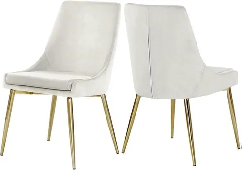 Meridian Furniture Karina Collection Modern - Silla de comedor contemporánea tapizada de terciopelo con patas de metal resistentes.