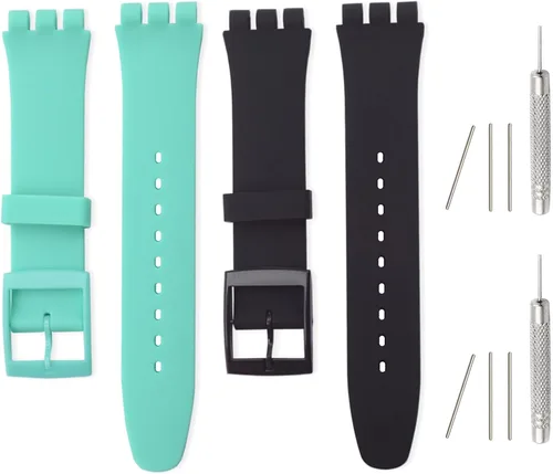 Miniatura 9 de Bandas de silicona para Swatch de 0.67 pulgadas, 0.79 pulgadas, 0.78 pulgadas, correas de reloj de repuesto ajustables impermeables, correas de Azul