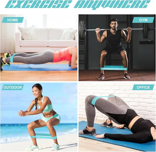 Miniatura 4 de Hollowfly 12 bandas de ejercicio de látex para entrenamiento de glúteos, bandas de ejercicio elásticas antideslizantes para piernas, sentadillas