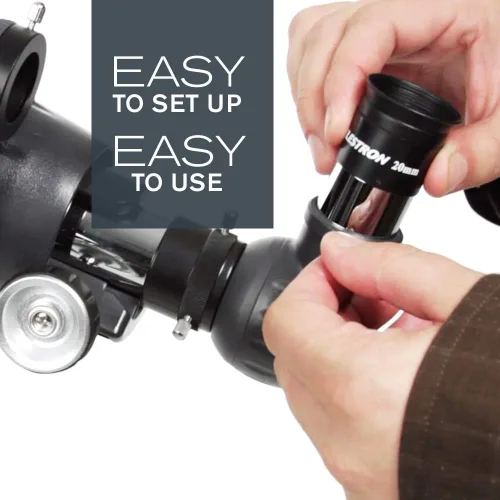 Miniatura 2 de Celestron - Telescopio refractor AstroMaster 90AZ, para principiantes - Óptica de vidrio totalmente recubierta - Trípode de altura ajustable