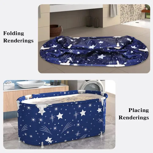 Miniatura 3 de Bañera plegable, gran bañera portátil para adultos, independiente con espuma térmica gruesa para el hogar, baño, spa (XL cielo azul)