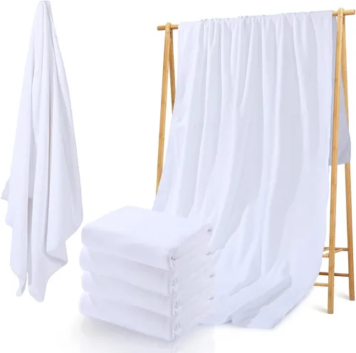 Breling 4 toallas de baño en blanco para sublimación, microfibra y poliéster, toalla gruesa absorbente para sublimación, bricolaje, hogar, baño,