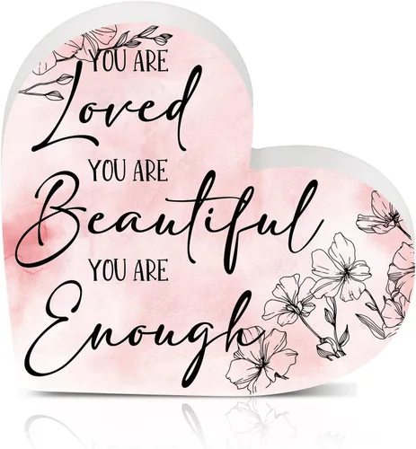 Unittype Letrero de escritorio con citas inspiradoras de salud mental, regalo con texto en inglés «You Are Loved » Decoración de escritorio, regalos