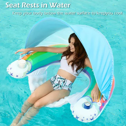 Miniatura 4 de Jasonwell Flotador de piscina con dosel – Flotadores inflables de piscina para adultos, silla flotante de piscina, flotadores para piscina, silla