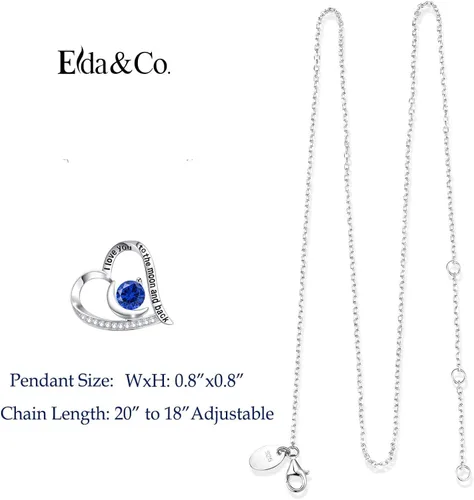 Miniatura 5 de ELDA & CO. Collar con texto en inglés "I Love You to the Moon and Back" de plata de ley 925 con piedras natales de octubre y noviembre, collar