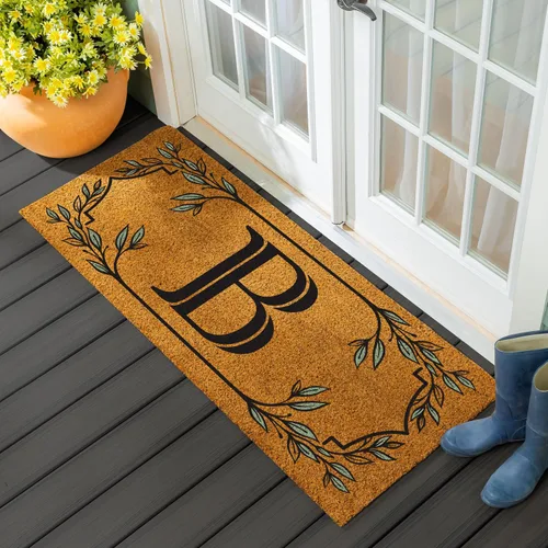 Miniatura 18 de Evergreen Flag Alfombra de puerta de fibra de coco monograma Letra B Alfombra para puerta delantera para interiores y exteriores 71x41 cm