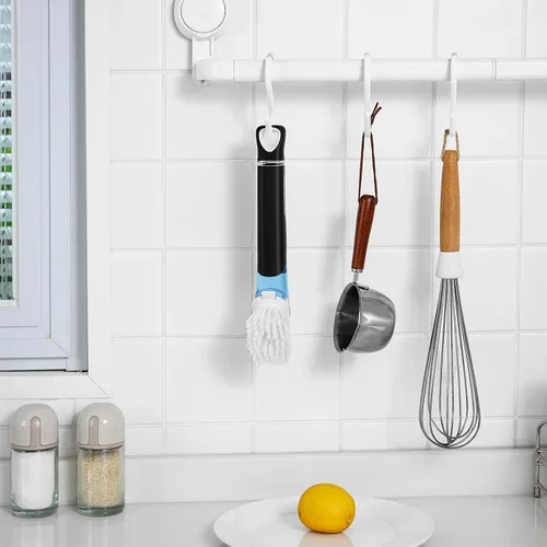 Miniatura 5 de SUBEKYU Cepillos para platos con dispensador de jabón, cepillos para fregar platos de cocina con asa, limpiadores de limpieza para platos, sartenes