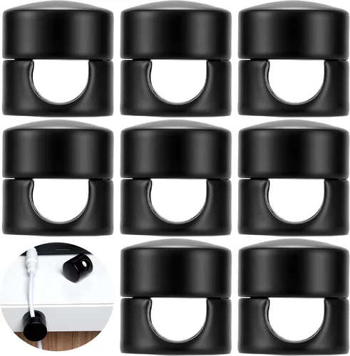 Miniatura 23 de SmallCat 6 juegos de soportes de cargador para cables, soportes de anclaje de cable ajustables negros, clips de cable de metal adhesivos