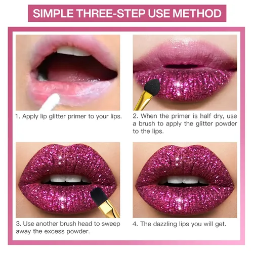 Miniatura 7 de LOKFAR Kit de labios con purpurina de 4 colores – Polvo de pigmento brillante de diamante y purpurina metálica brillante, resistente al agua