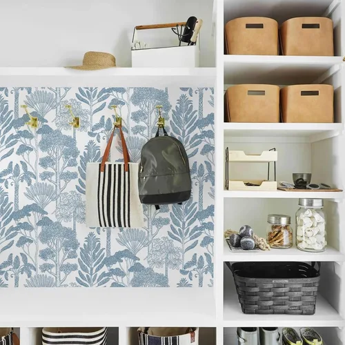 Miniatura 7 de Papel tapiz azul y blanco, moderno, para despegar y pegar, papel de contacto de árbol del bosque para gabinetes, papel adhesivo autoadhesivo