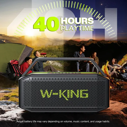 Miniatura 8 de Altavoz Bluetooth portátil de 100 W (pico) fuerte con graves profundos, altavoces impermeables W-KING IPX6 Bluetooth inalámbrico, radiador pasivo