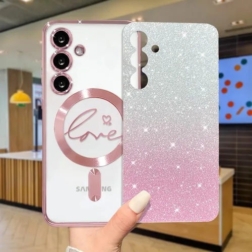 Miniatura 199 de ZONRW - Funda para Samsung Galaxy S22 Ultra magnética, para mujeres y niñas, cubierta trasera suave, lujosa, con corazón de amor, bling, degradado