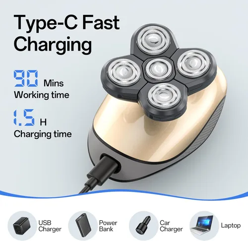 Miniatura 5 de Maquinillas de afeitar eléctricas para mujeres, afeitadora corporal recargable 5 en 1, removedor de cabello seco y húmedo impermeable, recortadora