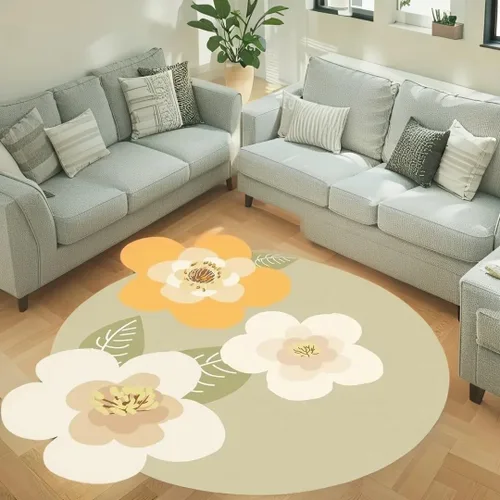 Miniatura 9 de ABREEZE Esterilla de meditación de flores grandes irregulares antideslizante redonda Pilates Yoga Mat de goma natural con superficie de gamuza