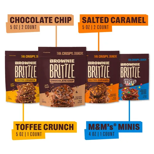 Miniatura 2 de Brownie Brittle – Paquete variado de aperitivos dulces delgados y crujientes (paquete de 6, 5 onzas), postre rico de bocados gourmet de brownie