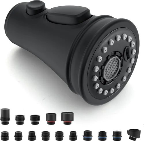Reemplazo de cabezal de rociador de llave de cocina - Cabezal de rociador de llave desplegable con 15 adaptadores, cabezal de llave de fregadero de