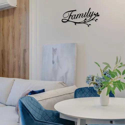 Miniatura 5 de Letreros familiares de metal, negro, 12 x 7.99 pulgadas, estilo moderno, montaje en pared, perfecto para decoración del hogar, regalos