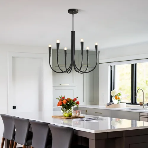 Miniatura 8 de Lámpara colgante moderna de 6 luces para comedor, cocina, sala de estar, lámpara industrial rústica negra MPL26-6 BK